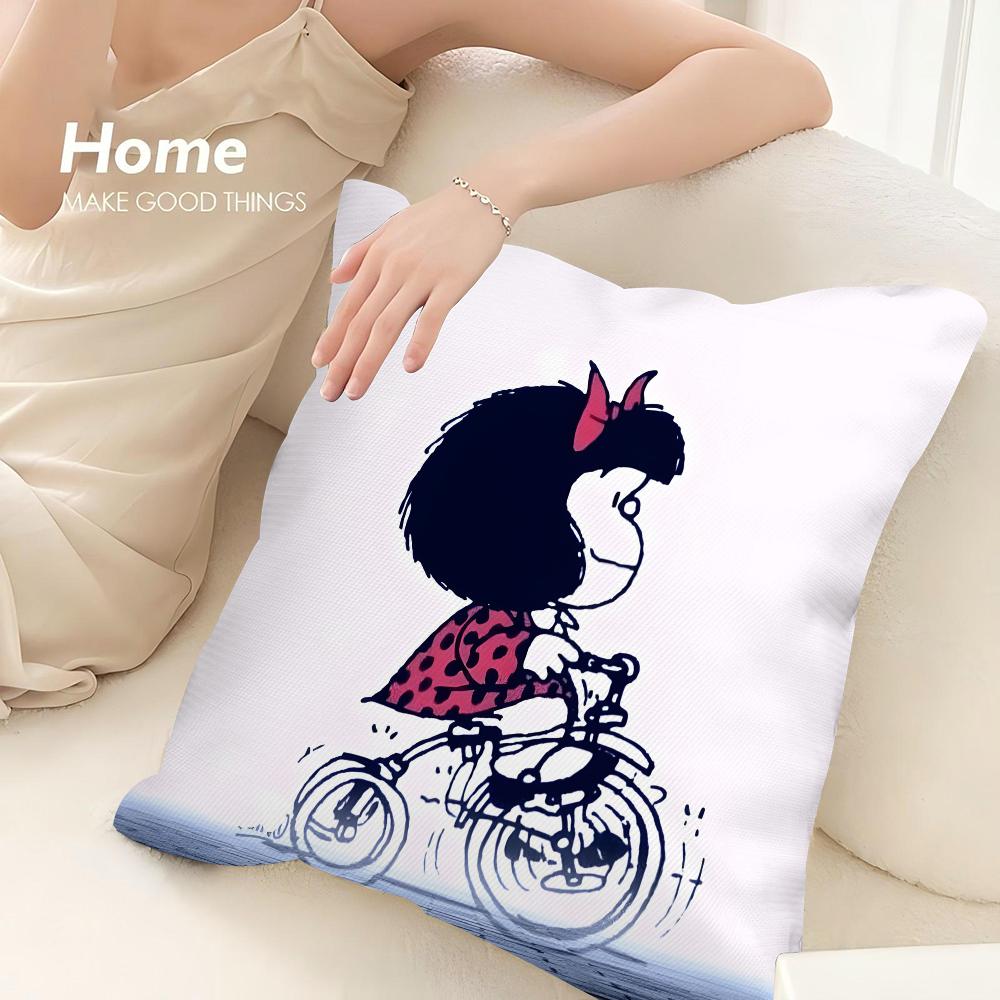 Cartoon M-Mafaldas Pillow Case Sofa Decorative Home Double-sided Print Plush Square Throw Pillow Covers Cushion Decor Cover