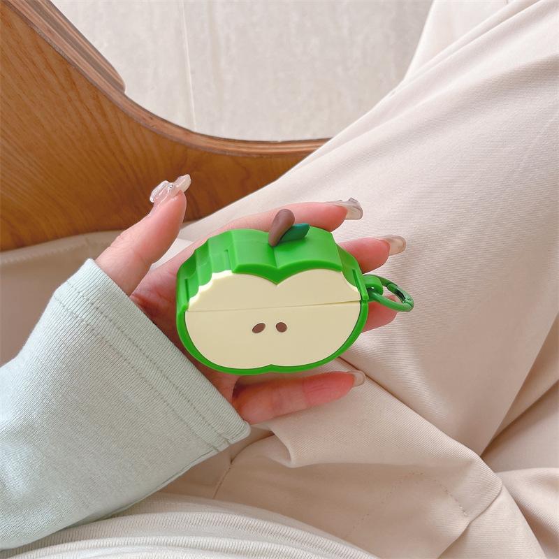 Stereo Green Apple for Apple AirPods4 Bluetooth Wireless Headset Cover 1/2/3 Generation Pro2 Silicone Creative