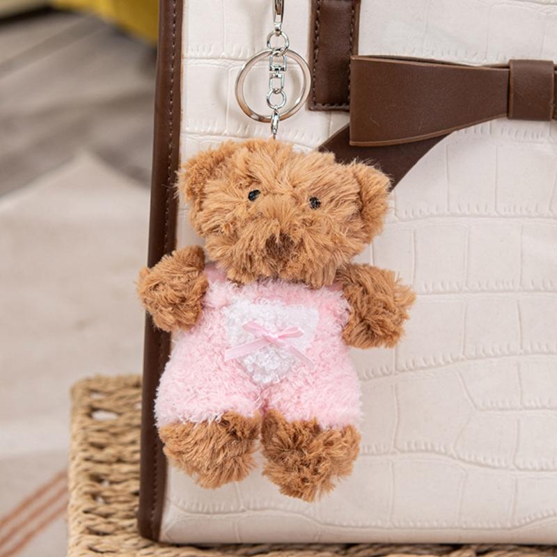 Niedlicher Mini Bär Schlüsselanhänger Weicher Schlüsselanhänger Anhänger Zarte Taschenanhänger Cartoon Bärenpuppen Geschenk für Frauen Kinder und Erwachsene