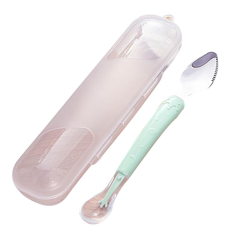 Haoyibei Double-Headed Stainless Steel Baby Food Scraper & Spoon