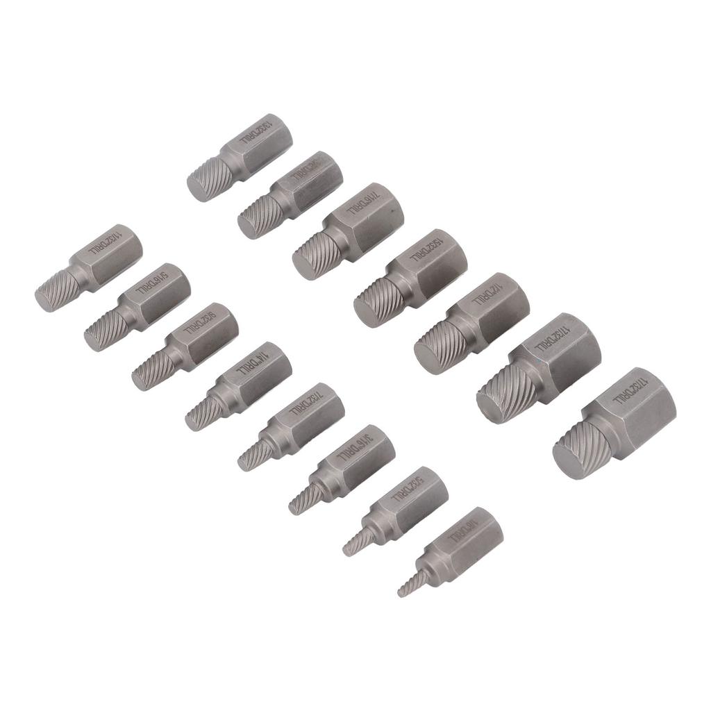 15Pcs Screw Extractor Set Hex Head Easy Out Cr Mo Damaged Broken Bolt Remover Tool Kit