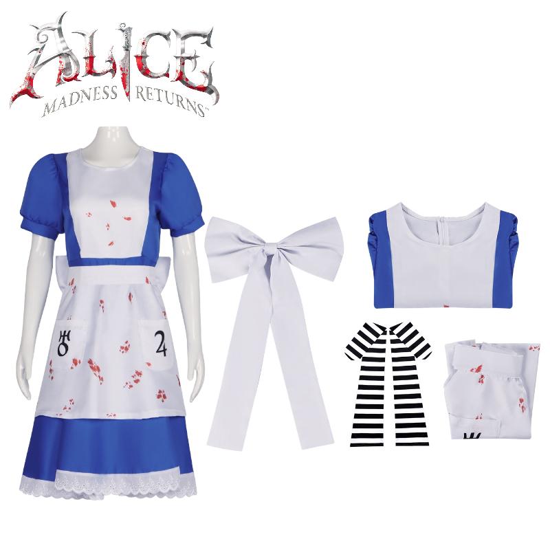 

Madness Returns Alice Cosplay Costume Girls Dress Anime Party Halloween Outfit L