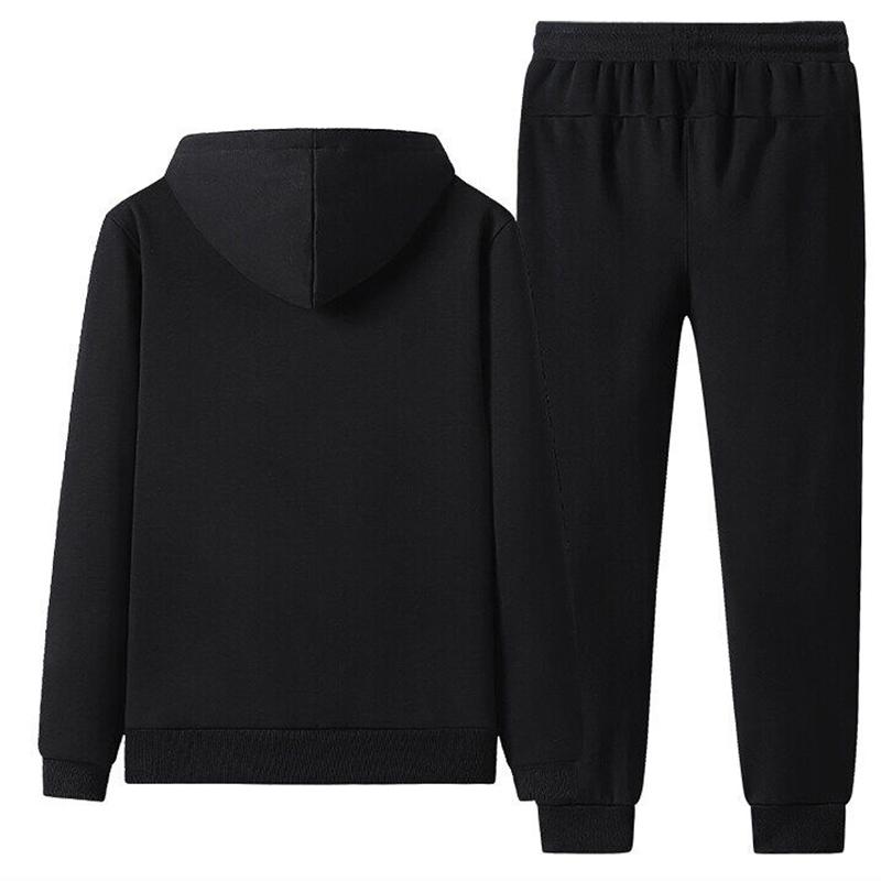 Autumn Winter Men Sets Men's Fashion Plus Fleece Thickened Warm Pure Cotton Hooded Sportwear Suit Man Casual Tracksuits