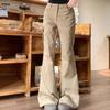 Style American Bootcut Pants Female Clothing Retro Autumn Winter High Waist Button Hotsweet Stylish Multi-Pocket Trousers