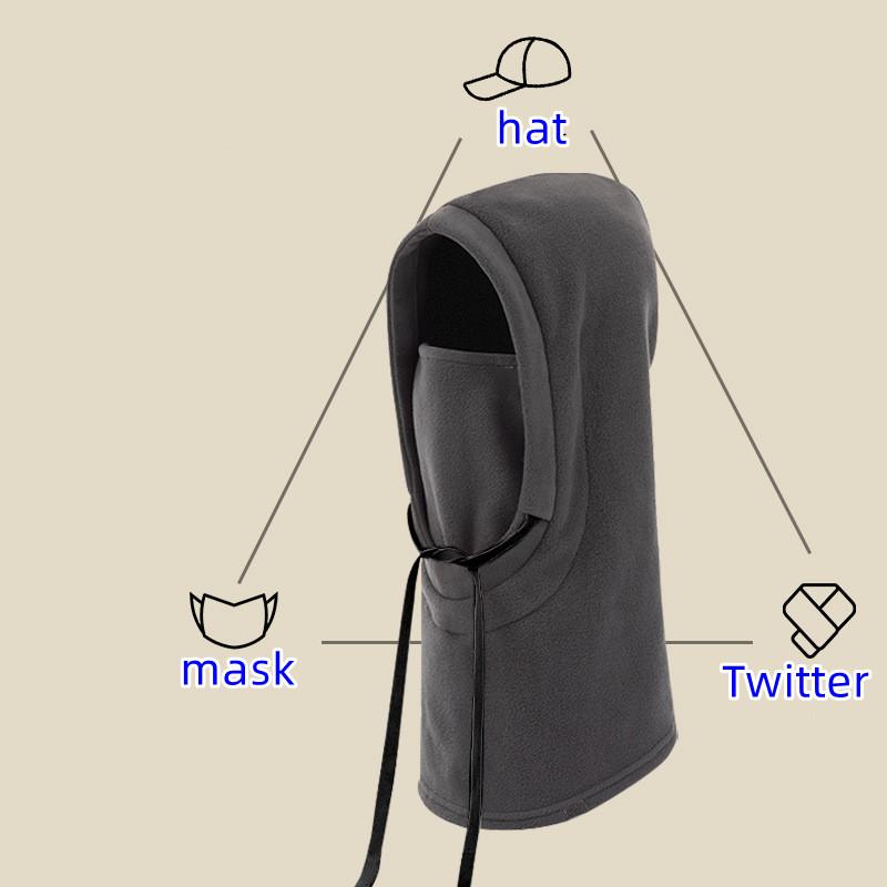 Unisex Winter Flannel Hood - Windproof Mask with Drawstring, Motorcycle Riding Headgea Warm Cap Cold Weather