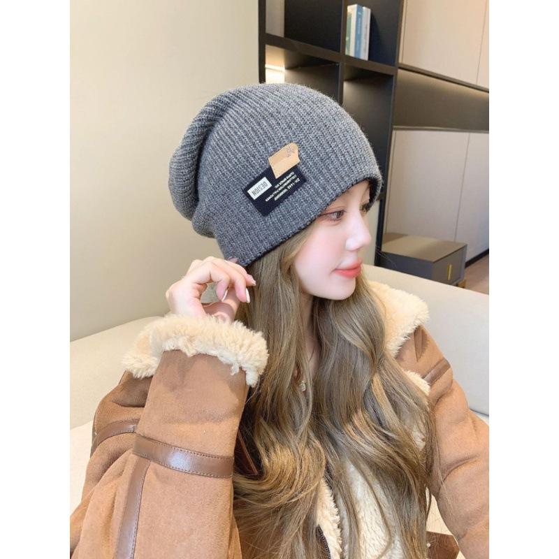 Neuer doppelseitiger Wollhut für Kinder, verdickter warmer und vielseitiger Strickhut für Herbst und Winter, großer Kopfumfang, der das Gesicht zeigt, klein
