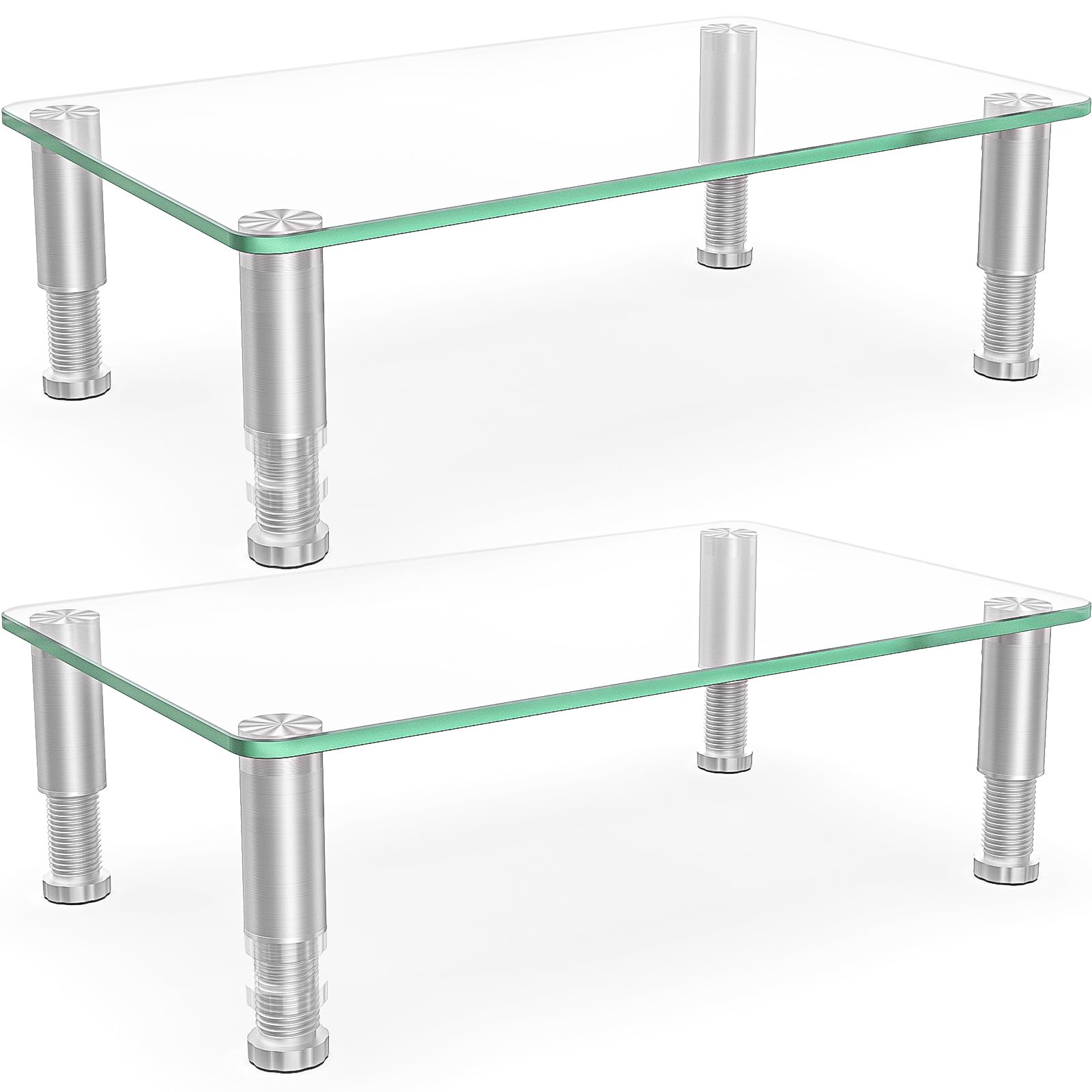 

2-Pack Lihit Lab Desktop Monitor Stand with Keyboard Storage, 380mm Wide, Adjustable Height, Clear Glass (430*275*55mm)