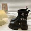 Autumn Women Boots 2026 Round Toe Buckle Platform Mid Calf Boots Fashion Retro British Style Wedges High Top Boots Botas Mujer