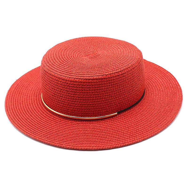 Small Fresh Green Wide Brim Flat Top Top Hat Women's Spring Summer French Sun Beach Sun Hat Color