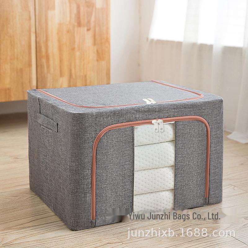 

«Складной тканевый ящик для хранения со стальным каркасом и водостойкой имитацией льна» 100L (60x42x40 cm) 4 Steel Frames