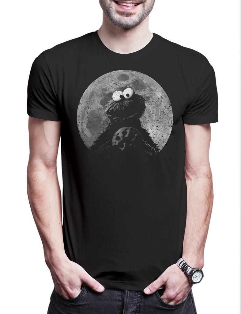Cookie Moon Herren T-Shirt Mens Womens Tees Top Mond Kekse Monster Krümelmonster Puppet Kult Retro