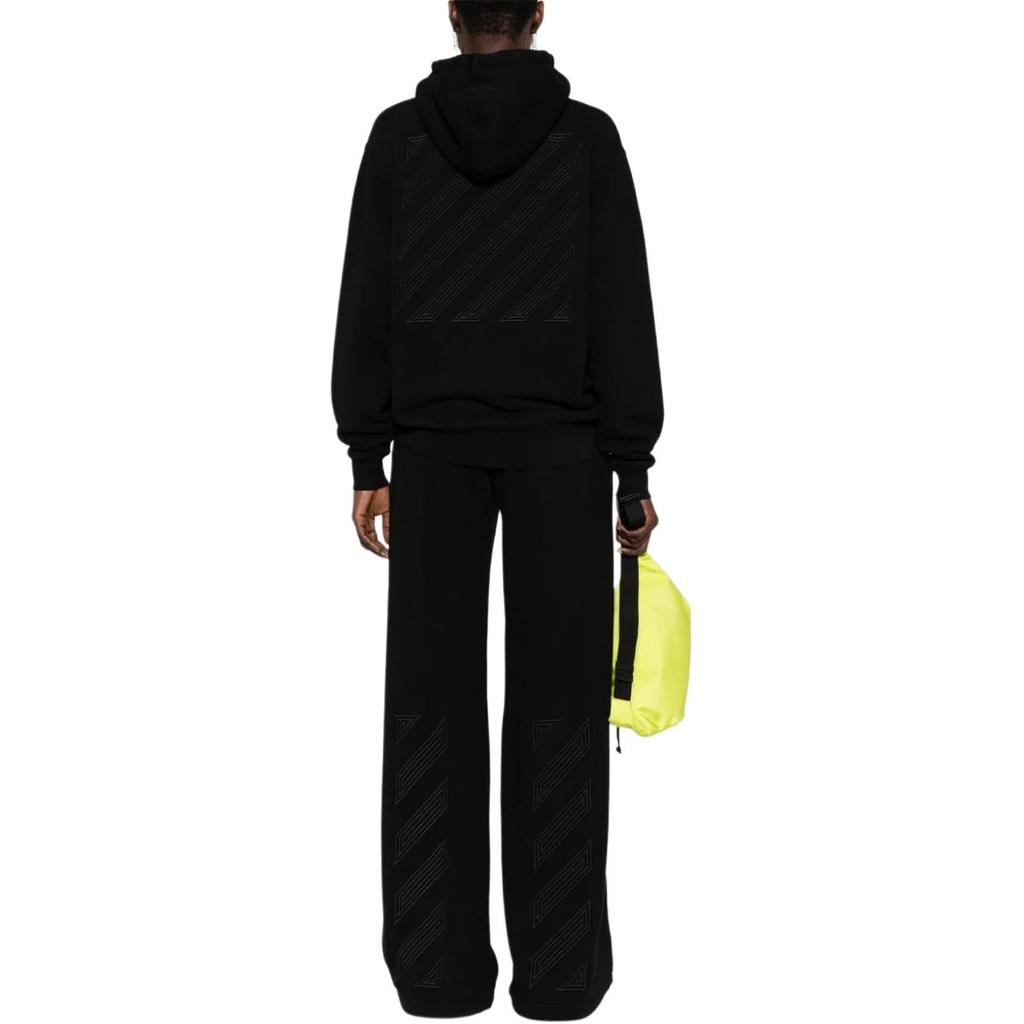 Off-White Solid Color Lace-Up Wide-Leg Casual Pants Loose Fit Women bottoms Black OWCH022S24FLE0021010