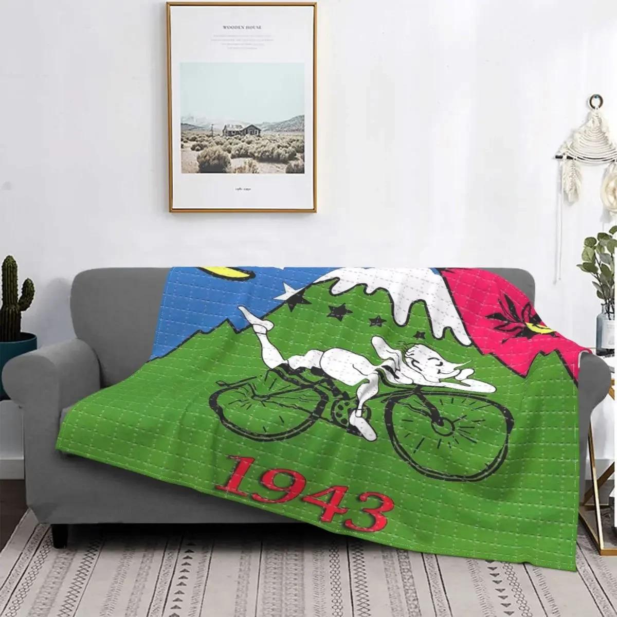 

Ultra-Soft Fleece Albert Hoffman LSD Bicycle Day Throw Blankets Warm Flannel Acid Blotter Party Blankets for Bed Car Sofa Quilt 40x50in