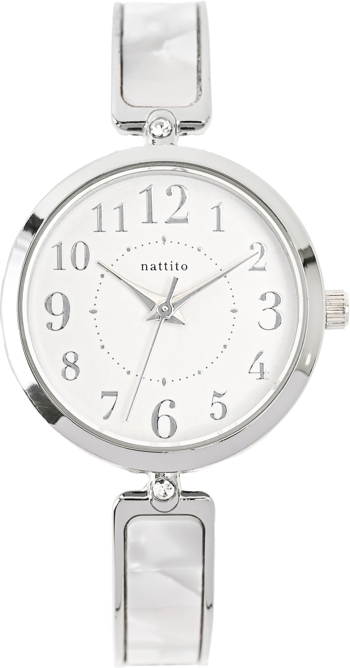 

[Fieldwork] Women s Watch Analog Metal Band Bangle Watch Bracelet Shell Style Acetate Sherune Silver JN039-1