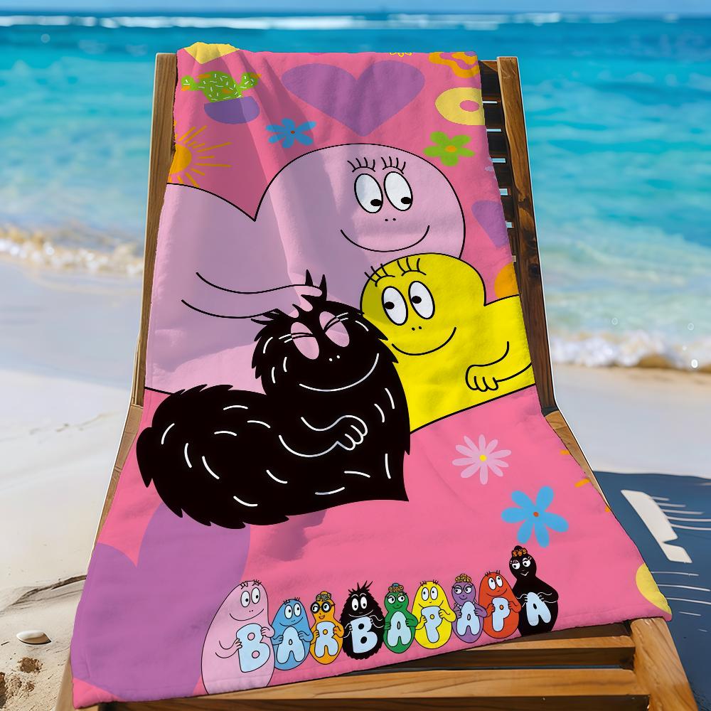 Cartoon B-Barbapapa-S Towel Sports Quick Dry Travel Camping Gear Sandproof Soft Light Large Beach Towel