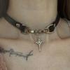 Y2K Charm PU Leather Sexy Choker Vintage Necklaces for Women Spice Girls Goth Jewelry Accessories Gift