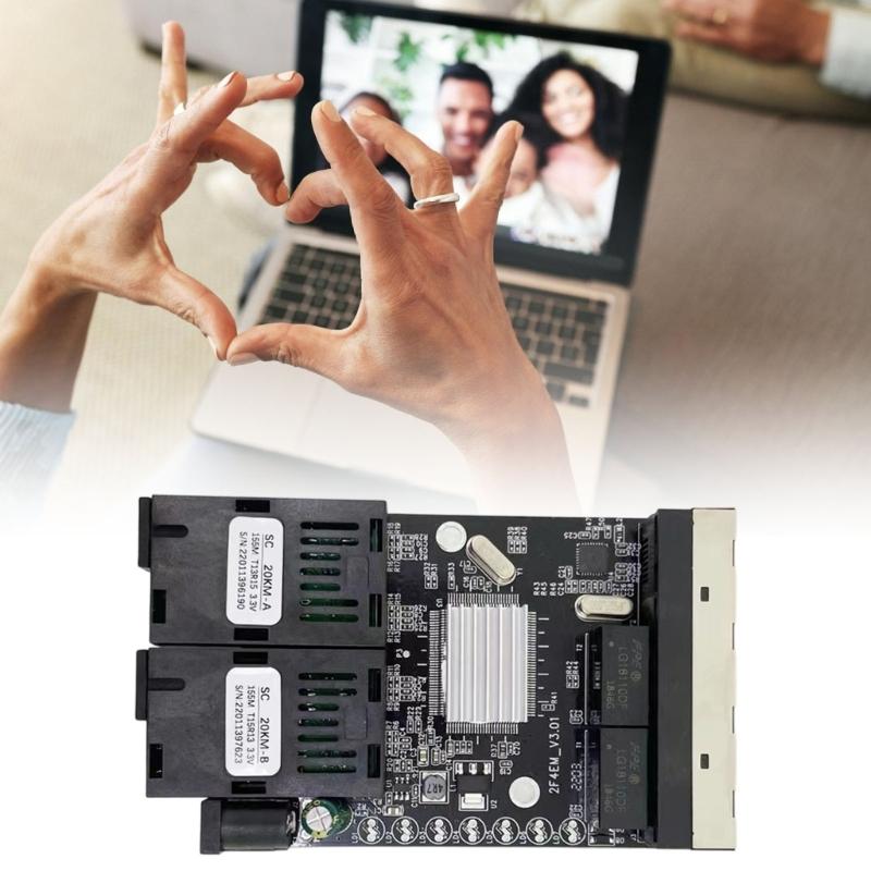 20KM Long Ranges Reverse POE Fiber To Ethernet Converter Supporting 4 Port and PCBA for Networking Stability