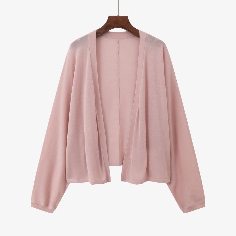 Cardigan Tricoté pour Femme Haut à Manches Longues Été Fille Ronde Chemise Climatisée Veste Protectrice du Soleil