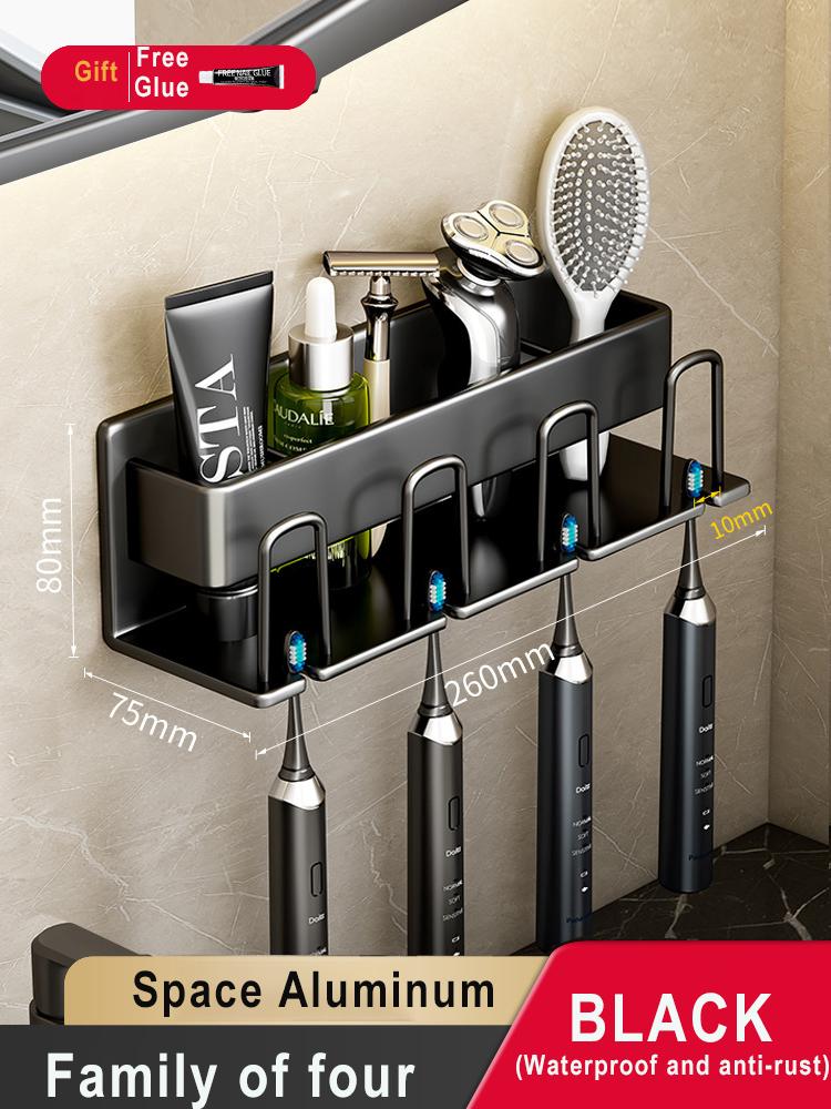 Toothbrush Holder Wall-mounted Gargle Cup Storage Electric Razor Shaver Shelf Batchroom Toiletries Organization Toothbrush Rack