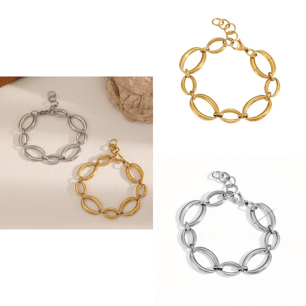Stainless Steel Geometric Chain Bracelet For Women Summer Fashion Accessory