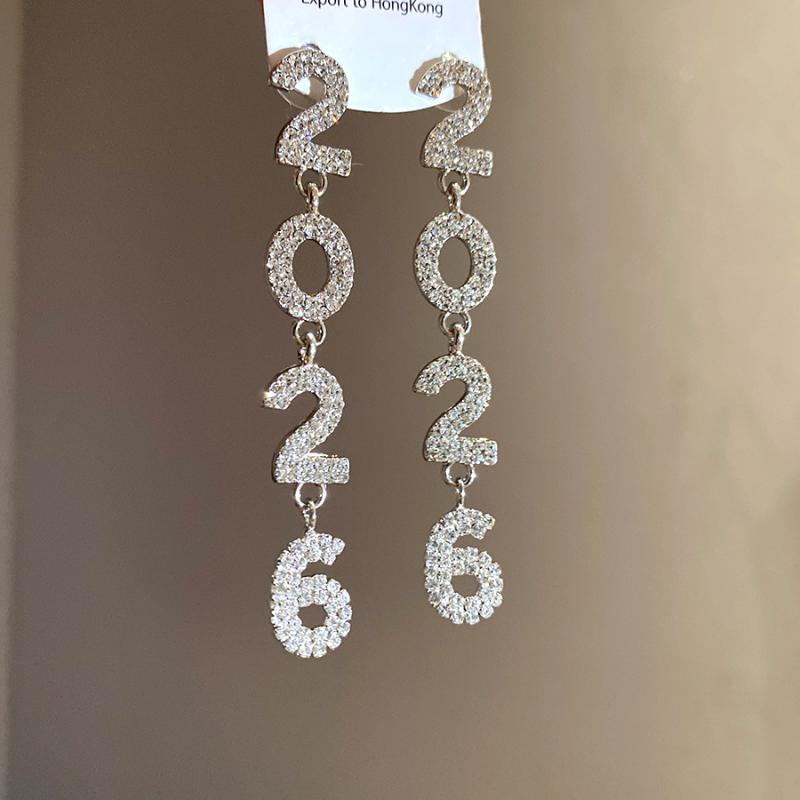 2026 Long Earrings with Sparkling Pendants; Elegantly Designed for Christmas Parties, Anniversaries, and Special Occasions.
