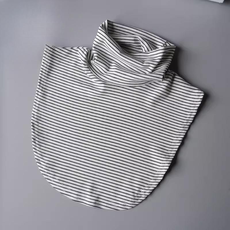 

Women Striped Winter Warm Fake Collar High Round Neck Detachable Collar Woman White Shirt Neck Scarf False Collars