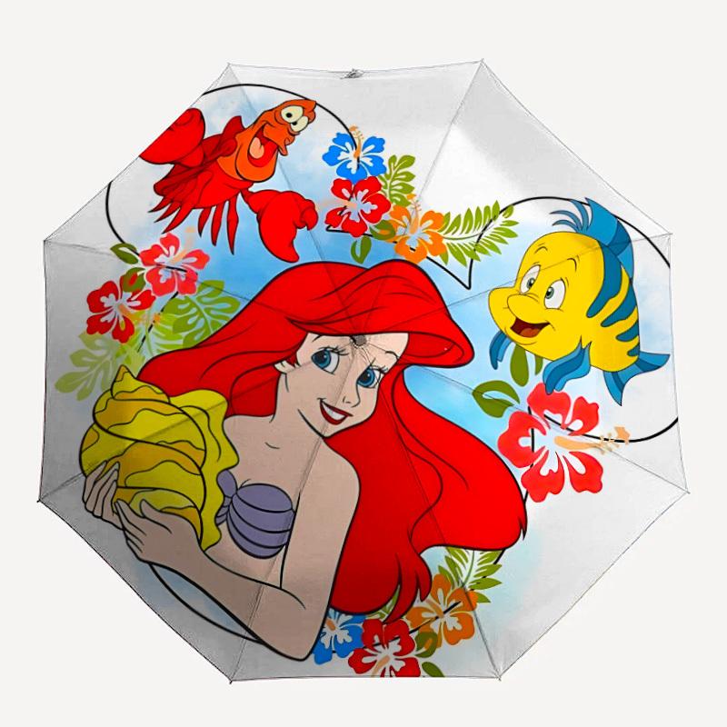 

1pc Mermaid Ariel Design Automatic Opening/Closing Folding Umbrella with 8 Iron Ribs, Portable Sunshade for Men and Women yy250731132