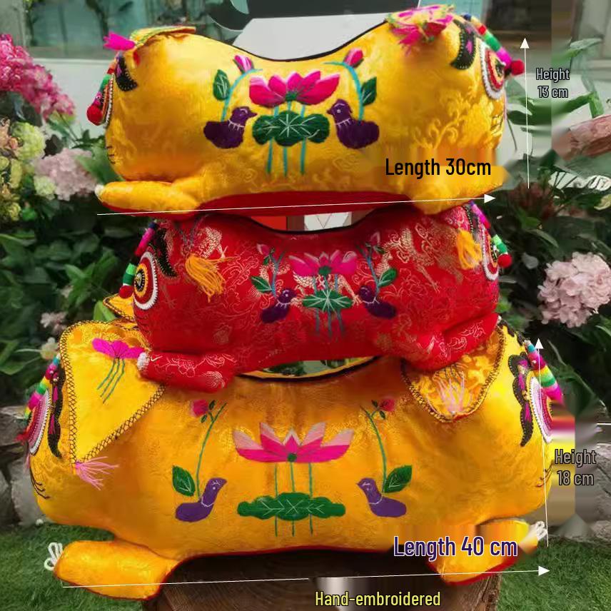 Handcrafted Double-Headed Embroidered Tiger Pillow - Intangible Cultural Heritage Fabric