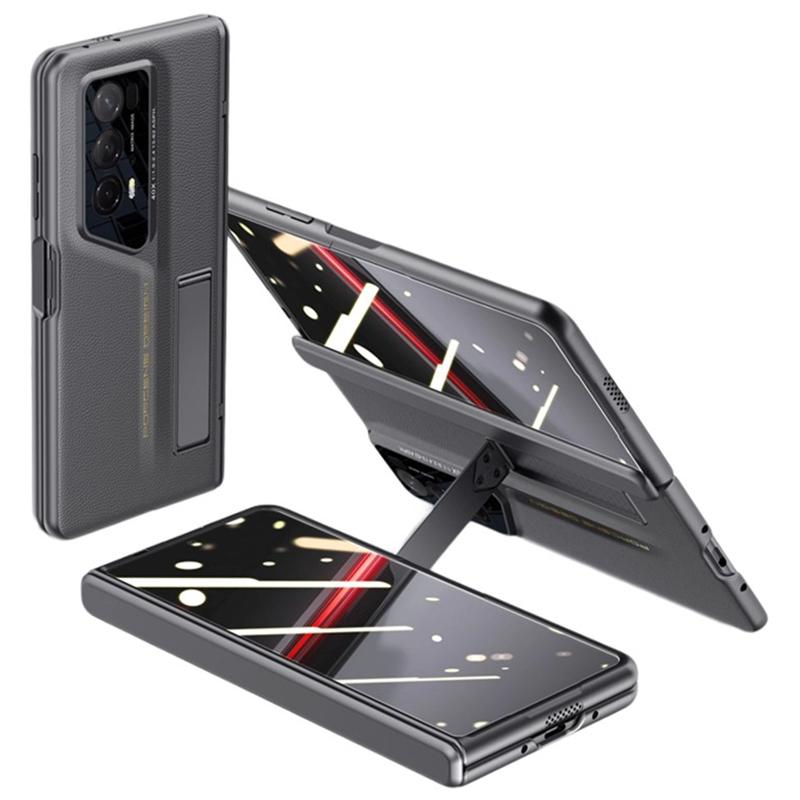 

Для Honor Magic V2 RSR Porsche Design Чехол Кожаное покрытие Защита шарнира из ПК Чехол для телефона с магнитной подставкой Grey