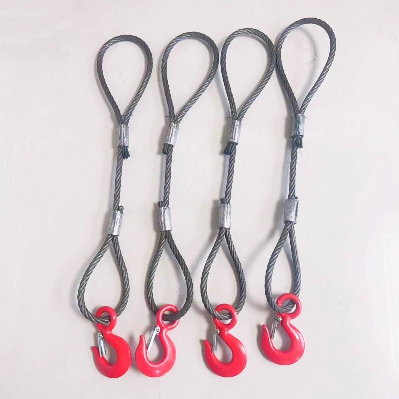 Pressed Oily Double-Leg Wire Rope Hook Sling for Lifting