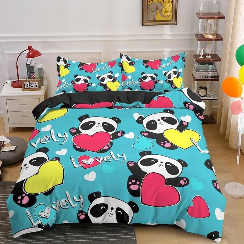 Panda Printed 2/3pcs Bedding Set Bamboo Duvet Cover for Adult Child Bedclothes and Pillowcases Comforter Covers Bed Sets King
