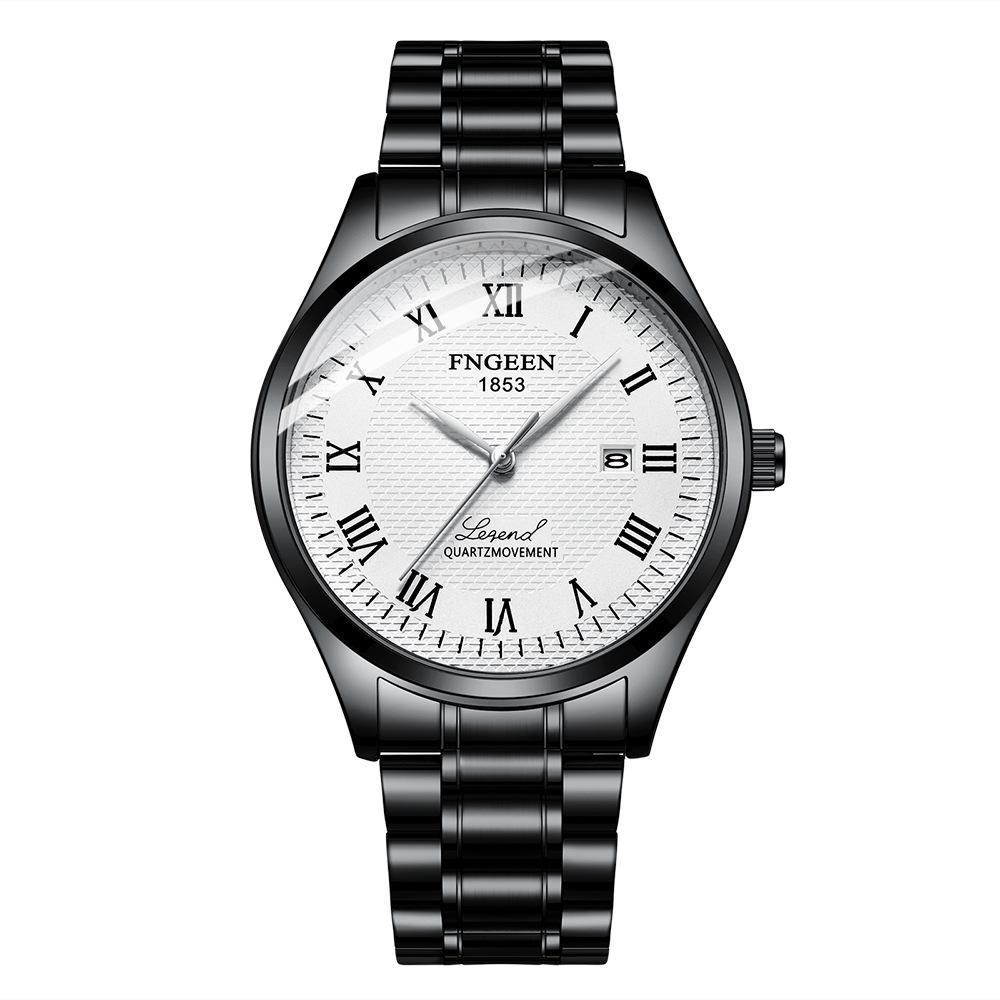 2019 New Concept Black Trend Student Roman Steel Strap Watch Men s Quartz Calendar Waterproof Men s Watch