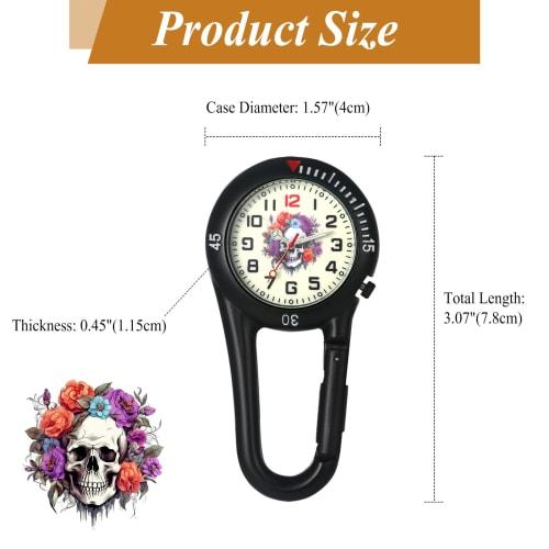 Skull Keychain Clip Watch: Luminous Analog Skull Pendant Watch, Perfect for Backpacks, Hiking, and Outdoor Activities - Halloween Gift