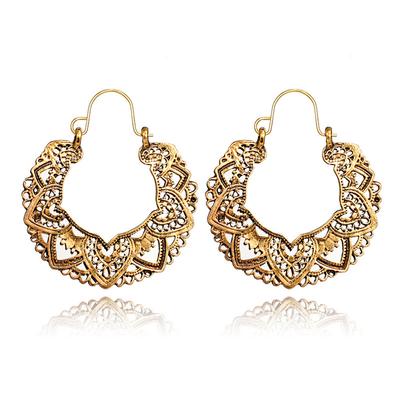 Dangle Earrings Vintage Circle Hoop Earring Antique Hollow-out Pattern Anniversary Gift Jewelry Pendant Summer Party Beach