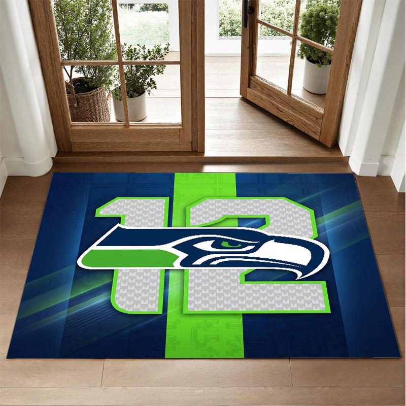 Seattle Seahawks Design Crystal Velvet Rug Soft Decorative Mat for Bedroom Entrance
