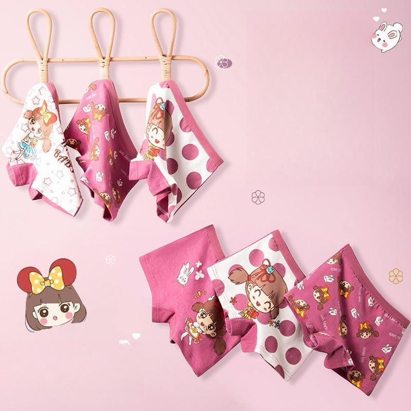 4 Pcs Girls Cartoon Boxers Cute Toddler Underwear Soft Cotton Underpants for 1-12 Years Kids Panties