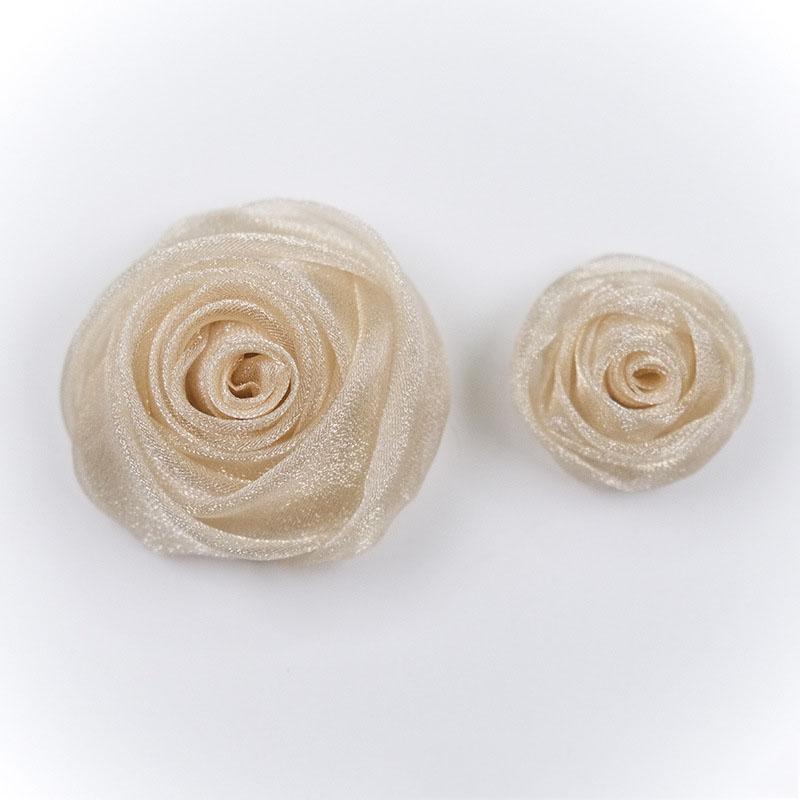 3-4.5cm Organza Snow Rose Head Dress Hair Party Decoration Small Flower DIY Handmade Clothing Accessories Costume Designing