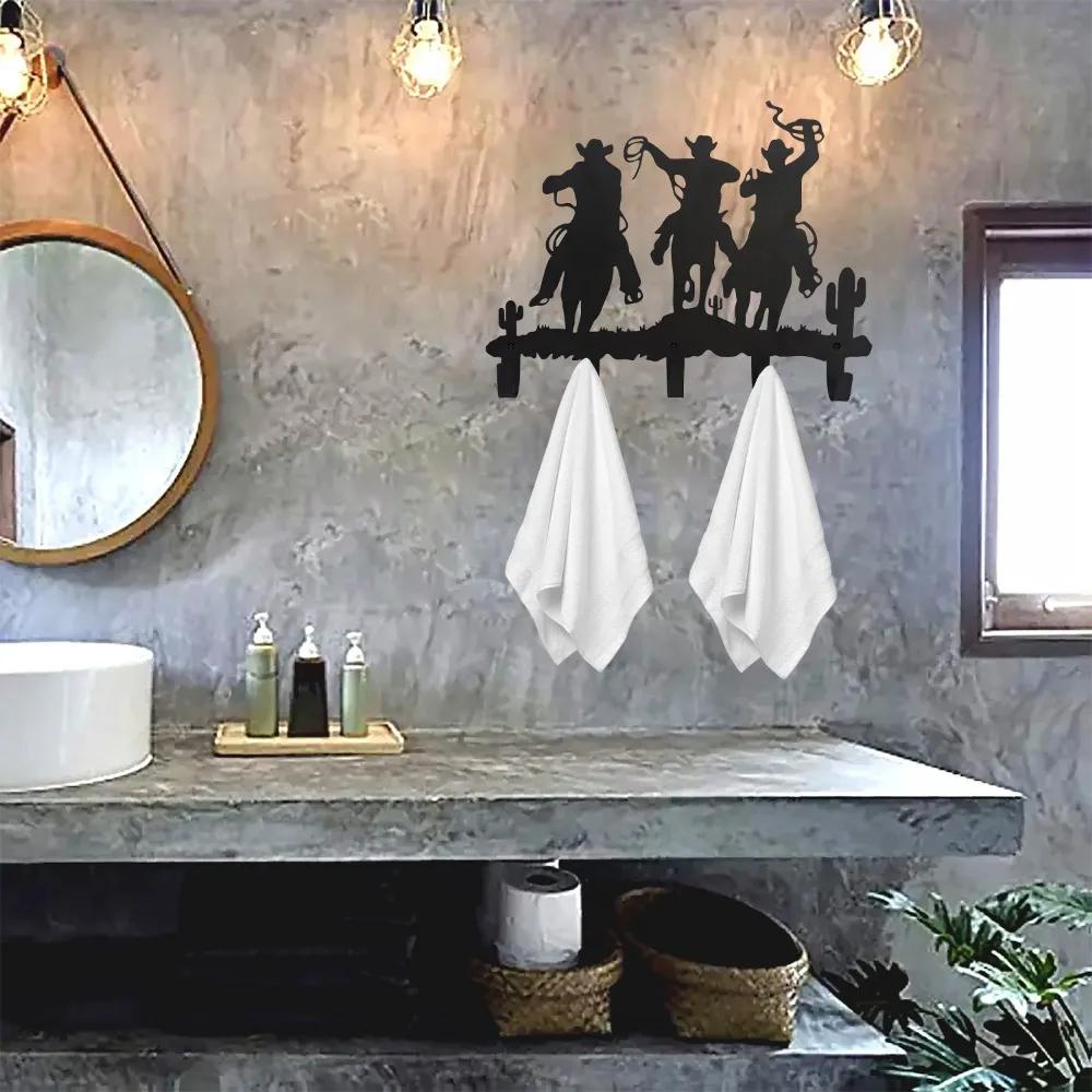 1pc Cowboy Metal Wall Mounted Row Hook, Decorative Organizer Rack With Hooks Easy Installation Hanging Storage Rack Hooks