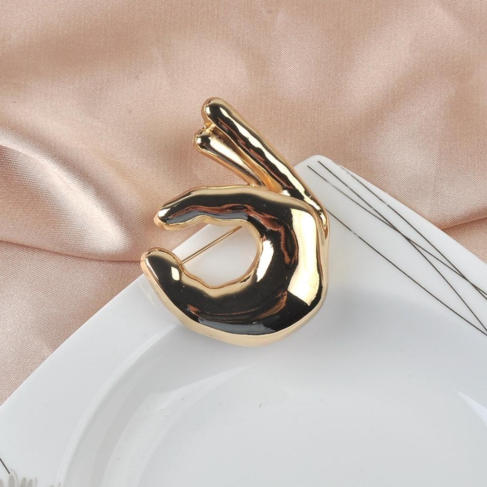 Glänzende Metall Hand Broschen Pins Großer Anzug Revers Pin Vintage Kleidung Abzeichen Damen Herren