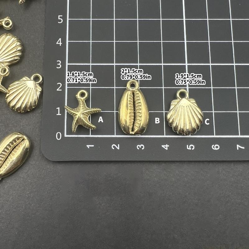 QX2E Pack of 50 Star Fish Conch Seashels Charm Pendant Jewelry Making Accessories for Bracelets Necklace Earrings Crafting