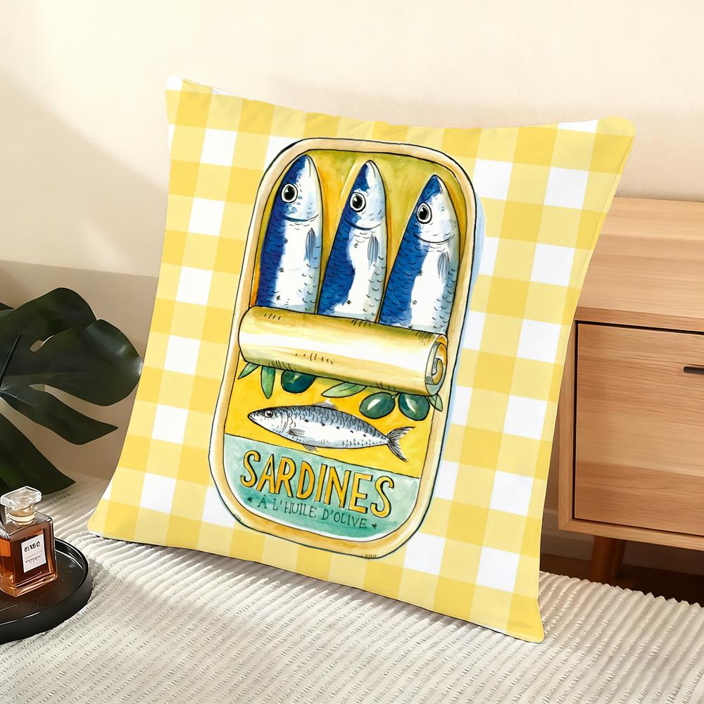 Sardine Can Cushion Cover Soft Short Plush Pillow Cover Smooth Cozy Texture Aesthetic Cushion Case Home Decor
