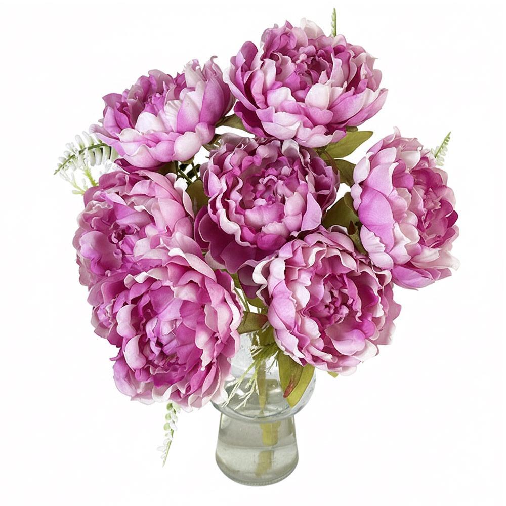 Multicolor Artificial Flower Peony Silk Petals 7 Heads Silk Peony Flowers Leaves Floral Arrangement Lifelike Peony Flowers фиолетовый