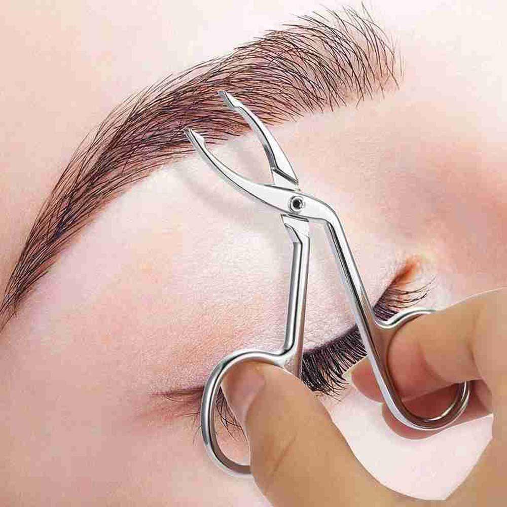 Eyebrow Plucking Straight Pointed Elbow Tweezers Clip Scissors Eyebrow Pliers Hairs Puller