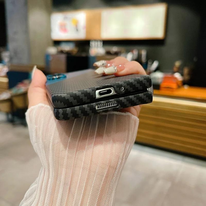 Husă Subțire cu Model din Fibră de Carbon pentru Telefon Samsung Galaxy Z Fold 7 6 5 4 3 Capac Dur din PC