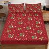 3pcs Merry Christmas 67 Red Printed Chipless Bed Sheet Set Multi Size Soft Bed Cover Bedding Machine Washable