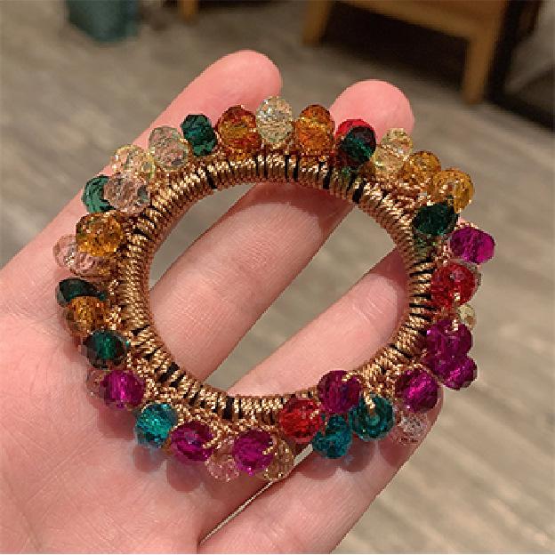 

Корейский хрустальный бриллиантовый браслет-резинка для волос: Двусторонний узел-аксессуар для стильного пучка и конского хвоста