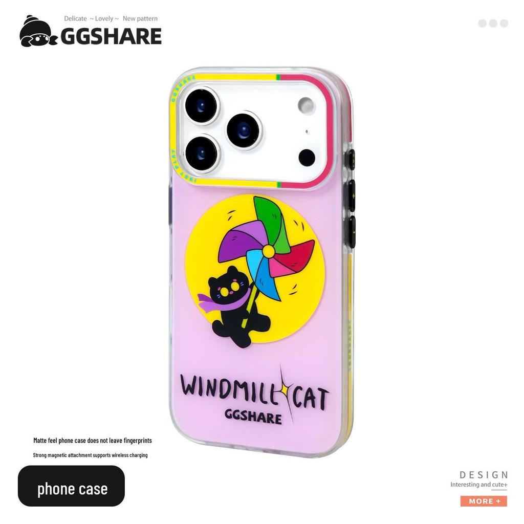 Hermit Crab Windmill Cat iPhone 17 Pro Max Case with Magnetic Stand & Wrist Strap