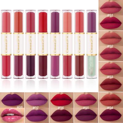 CmaaDu 2 Colors 2 Heads Long-lasting Waterproof Liquid Lipstick Lip Gloss