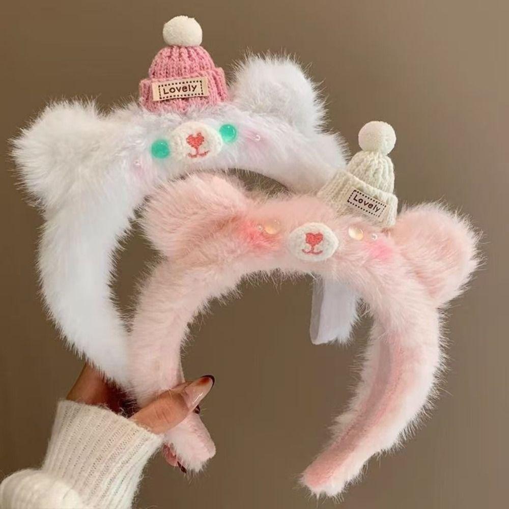 Soft Plush Headbands Fluffy Animal Hair Hoops Cartoon Headwear Cute Hairbands Girls