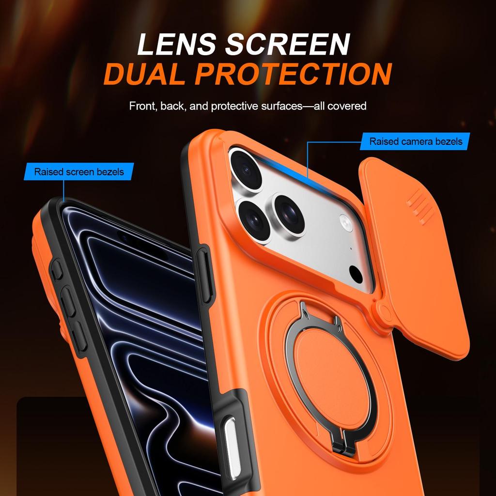 Funda Compatible para iPhone 17 PRO: Cubierta de Lente, Soporte Magnético de 360°, Diseño a Prueba de Caídas para Modelos 15-16